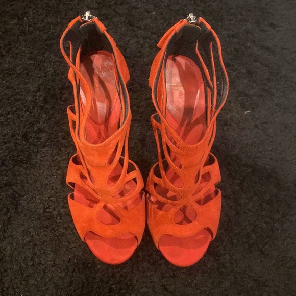 Giuseppe Zanotti red-orange suede heel - Picture 7 of 9
